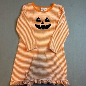 Luigi Kids Girls Orange White Striped Jack-O-Lantern Halloween Dress Size 4